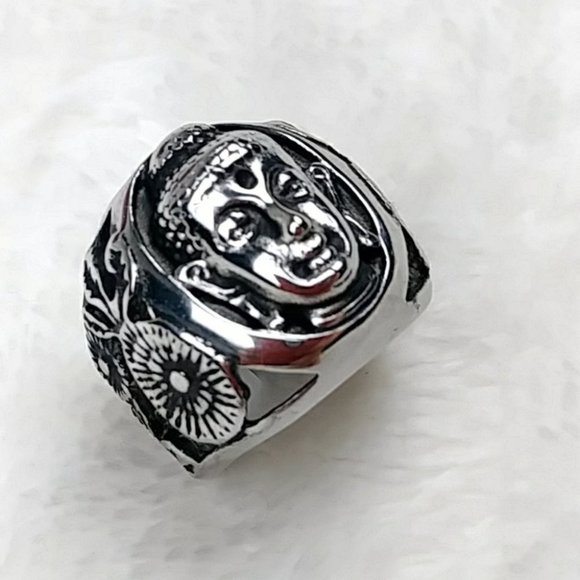 Buddha Ring Stainless Steel Hypoallergenic Unisex Ring - Picture 13 of 14